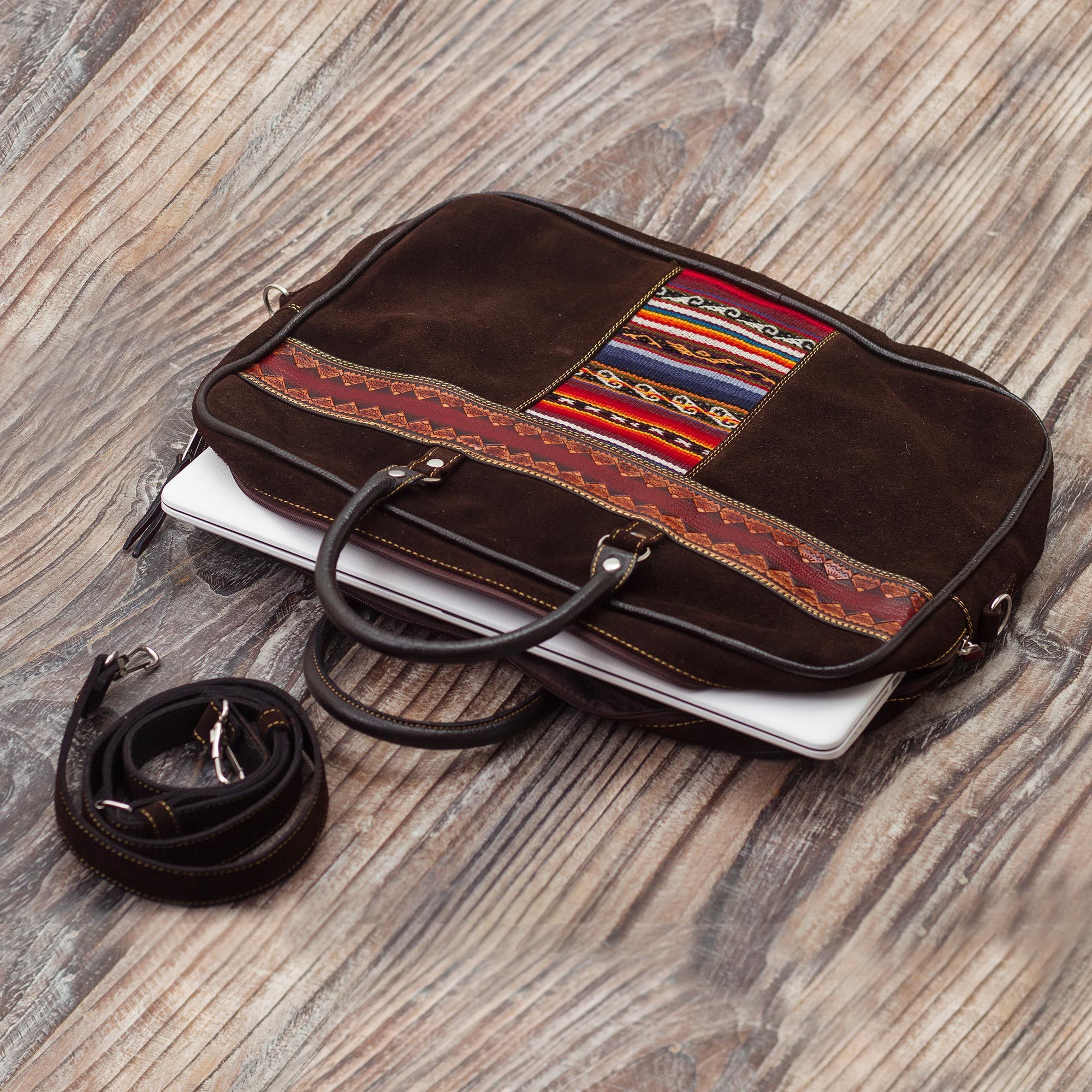 suede laptop bag