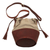 Leather and canvas bucket bag, 'Shipibo Connection' - Embroidered Cotton and Leather Bucket Bag (image 2d) thumbail