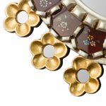 Reverse-painted glass wall mirror, 'Cajamarca Garland' - Floral Reverse-Painted Glass Wall Mirror from Peru