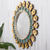 Reverse-painted glass and wood mirror, 'Cusco Garden' - Hand Painted Wall Mirror with Bronze Leaf (image 2b) thumbail