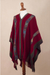 100% baby alpaca poncho, 'Sallac Artistry' - Backstrap Handwoven Baby Alpaca Poncho in Ruby Red (image 2c) thumbail