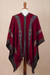 100% baby alpaca poncho, 'Sallac Artistry' - Backstrap Handwoven Baby Alpaca Poncho in Ruby Red (image 2d) thumbail