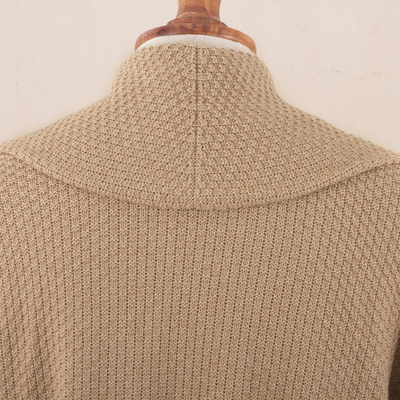 Organic cotton sweater coat, 'Faithful Companion in Camel' - Long Seed Stitch Organic Cotton Sweater Coat