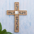 Reverse-painted glass wall cross, 'Flowers of Faith in Beige' - Handmade Glass Wall Cross with Floral Motifs (image 2) thumbail