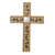 Reverse-painted glass wall cross, 'Flowers of Faith in Beige' - Handmade Glass Wall Cross with Floral Motifs thumbail