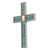 Reverse-painted glass wall cross, 'Flowers of Faith in Teal' - Hand Painted Glass and Wood Wall Cross (image 2c) thumbail