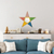 Glass and wood wall mirror, 'Colorful Star' - Star Shaped Wood and Glass Wall Mirror (image 2b) thumbail