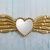 Wood and glass wall mirror, 'Winged Heart of Gold' - Bronze Leaf Finished Winged Heart Wall Mirror (image 2b) thumbail