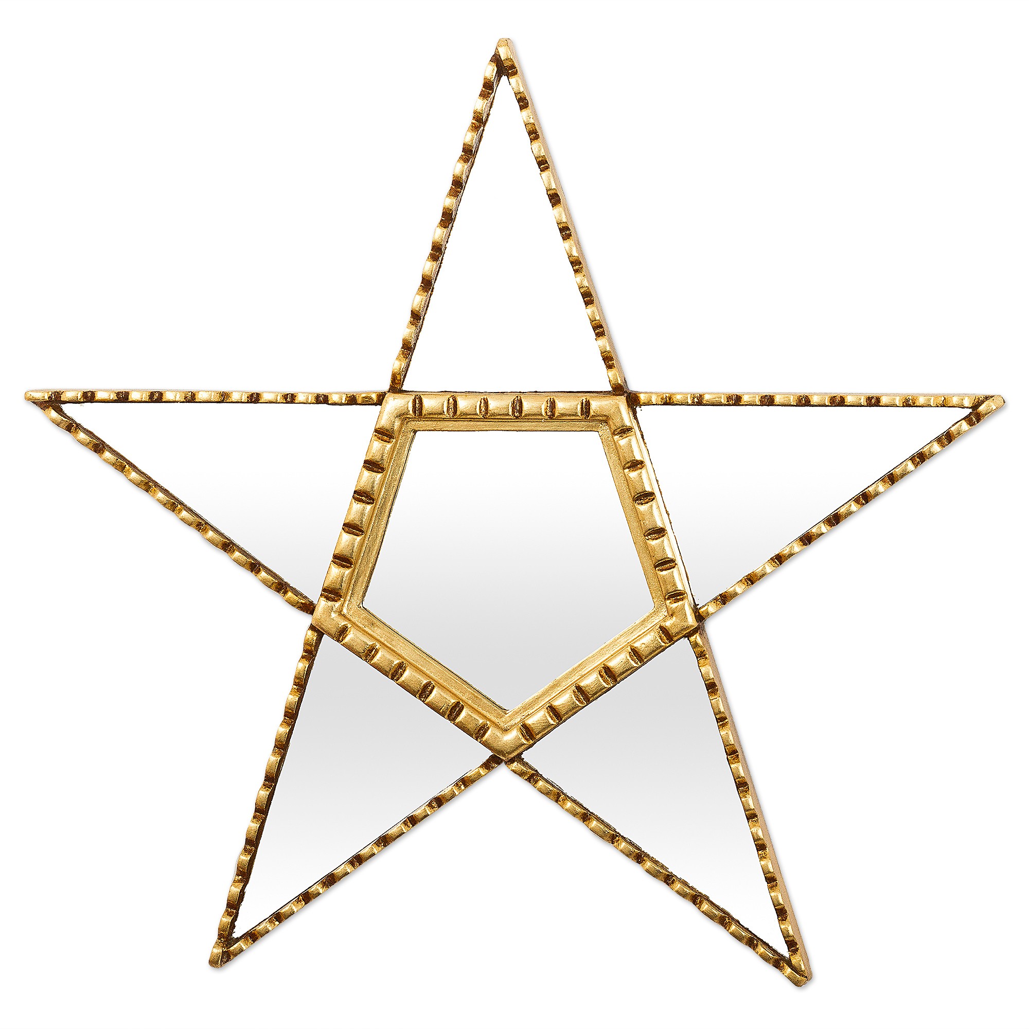 Handcrafted StarShaped Mirror with Bronze Leaf Star Power NOVICA