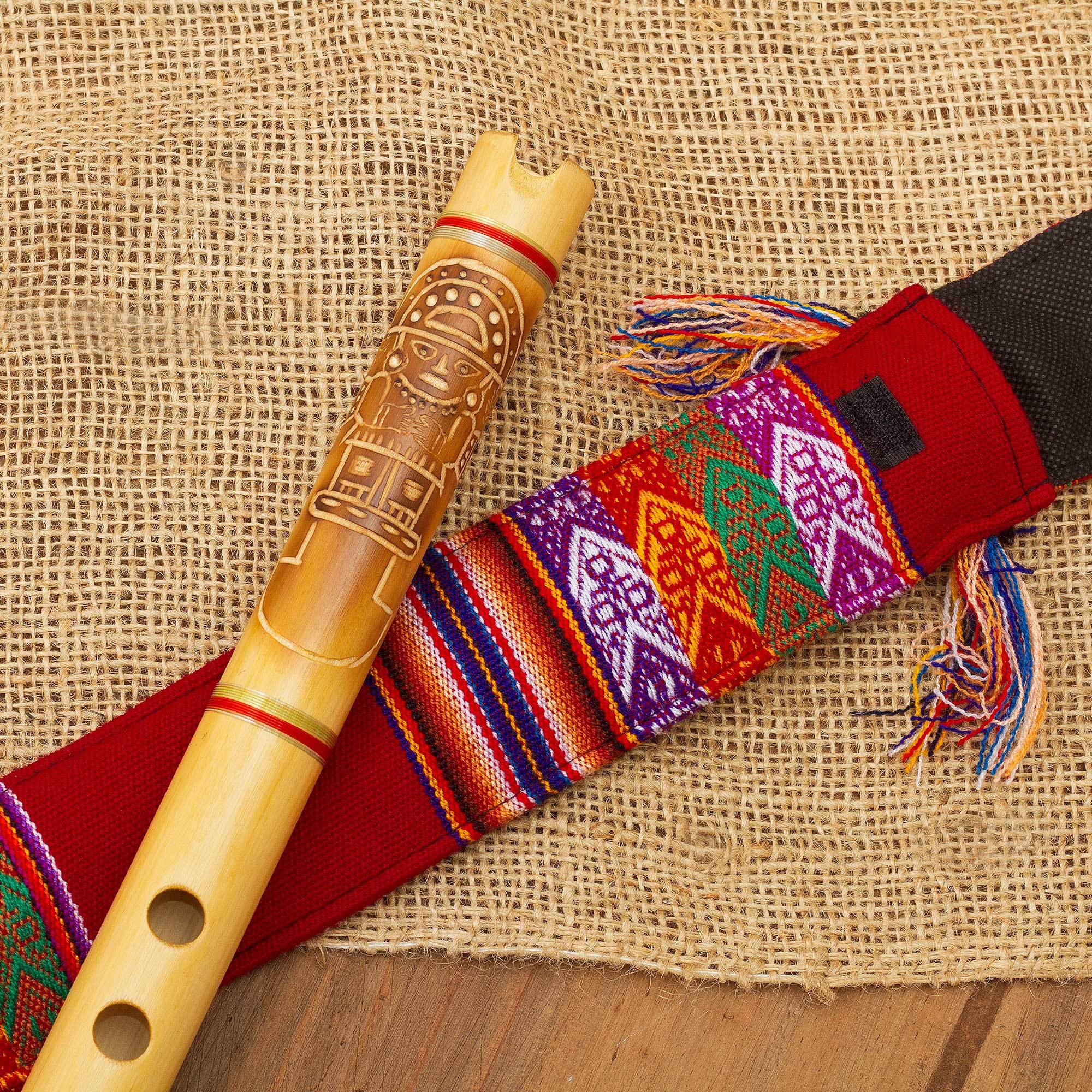 Bamboo Quena Flute Wind Instrument Ceremonial Tumi NOVICA