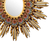 Reverse-painted glass wall accent mirror, 'Cusco Primrose' - Bronze Leaf Accented Reverse-Painted Glass Wall Mirror