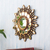 Wood and glass wall accent mirror, 'Golden Blossom' - Gold Toned Wall Accent Mirror from Peru (image 2b) thumbail