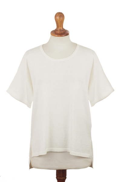 White Short-Sleeved Sweater