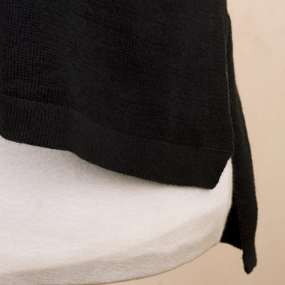 Pullover aus einer Mischung aus Baumwolle und Babyalpaka - Schwarzer Pullover aus Baumwoll- und Alpakamischung