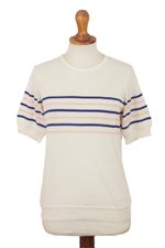 Short-sleeved cotton blend sweater, 'Sweet Freedom' - Cotton Blend Striped Sweater