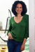 Cotton blend sweater, 'Green Spring' - Knit Cotton Blend Pullover in Green from Peru thumbail