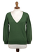 Cotton blend sweater, 'Green Spring' - Knit Cotton Blend Pullover in Green from Peru (image 2a) thumbail