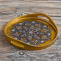 Featured review for Reverse-painted glass tray, Golden Aura
