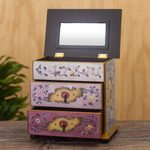 Reverse-painted glass jewelry chest, 'Twilight Splendor' - Hand Crafted Small Painted Glass Jewelry Chest