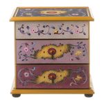 Reverse-painted glass jewelry chest, 'Twilight Splendor' - Hand Crafted Small Painted Glass Jewelry Chest