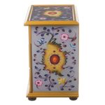 Reverse-painted glass jewelry chest, 'Twilight Splendor' - Hand Crafted Small Painted Glass Jewelry Chest