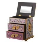 Reverse-painted glass jewelry chest, 'Twilight Splendor' - Hand Crafted Small Painted Glass Jewelry Chest