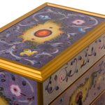 Reverse-painted glass jewelry chest, 'Twilight Splendor' - Hand Crafted Small Painted Glass Jewelry Chest