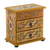 Reverse-painted glass jewelry chest, 'Dune Splendor' - Hand Painted Glass and Wood Jewelry Chest