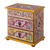 Reverse-painted glass jewelry chest, 'Dawn Splendor' - Small Hand Painted Glass Jewelry Chest thumbail