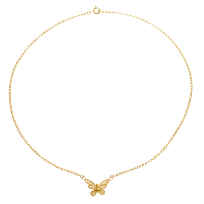 Butterfly Gold Plated Filigree Necklace