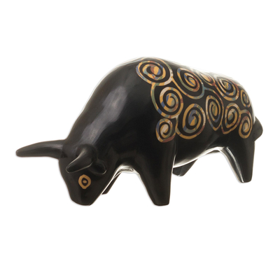 Chulucanas-Style Ceramic Bull Sculpture