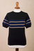 Short-sleeved cotton blend sweater, 'Sweet Life' - Striped Short-Sleeved Sweater