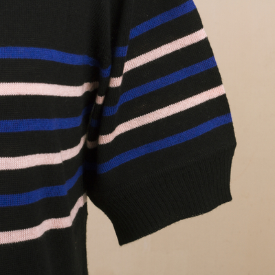 Kurzärmliger Pullover aus Baumwollmischung - gestreifter Kurzarmpullover