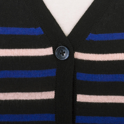 Cotton blend cardigan sweater, 'Sweet Life' - Striped Cotton and Viscose Cardigan