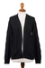 Cotton and recycled PET blend cardigan, 'Black Cable Classic' - Eco Friendly Black Cable Knit Open Front Cardigan