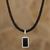 Tourmaline pendant necklace, 'Mysterious Black' - Leather Cord Necklace with Black Tourmaline