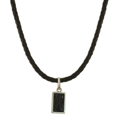 Leather Cord Necklace with Black Tourmaline