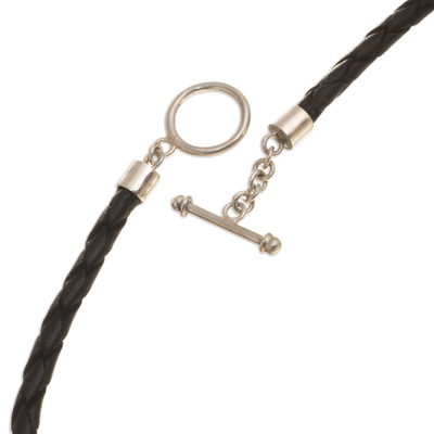 collar con colgante de turmalina - Collar Cordón de Cuero con Turmalina Negra