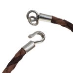 Leather and sterling silver wristband bracelet, 'Coffee and Cocoa' - Hand Braided Brown Leather Bracelet