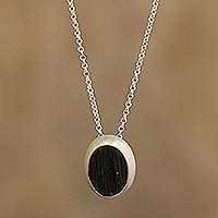 Tourmaline pendant necklace, 'Elegant Black' - Natural Black Tourmaline Pendant Necklace