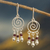Garnet chandelier earrings, 'Spiral Nebula' - Spiral Sterling Silver Earrings with Garnets (image 2) thumbail