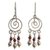 Garnet chandelier earrings, 'Spiral Nebula' - Spiral Sterling Silver Earrings with Garnets thumbail