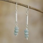 Opal beaded dangle earrings, 'Dot and Dash' - Natural Andean Opal Earrings