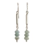 Opal beaded dangle earrings, 'Dot and Dash' - Natural Andean Opal Earrings
