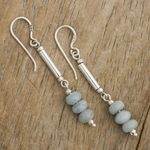 Opal beaded dangle earrings, 'Dot and Dash' - Natural Andean Opal Earrings