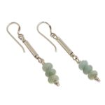 Opal beaded dangle earrings, 'Dot and Dash' - Natural Andean Opal Earrings