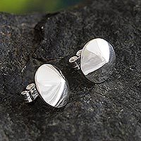 Sterling silver button earrings, 'Shining Treasures'