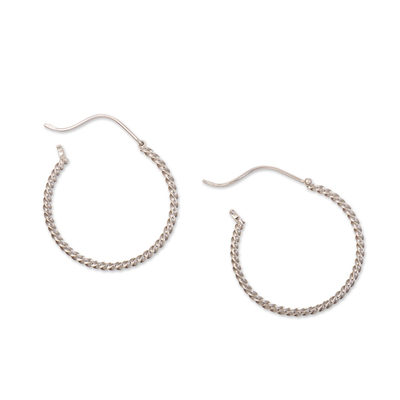 Sterling silver hoop earrings, 'Twist Around' - Sterling Silver Hoop Earrings
