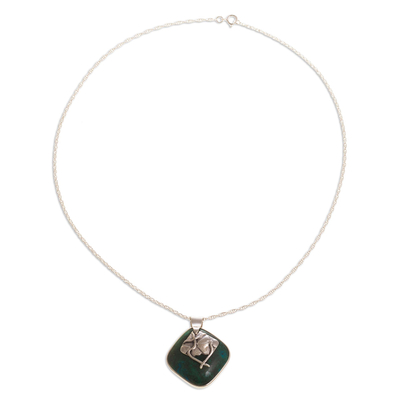 Halskette mit Chrysokoll-Anhänger - Moderne Halskette aus Sterlingsilber und Chrysokoll