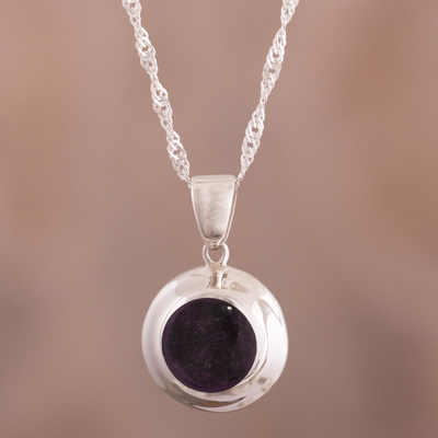 Amethyst pendant necklace, 'Surreal Vision' - Peruvian Amethyst and Sterling Silver Pendant Necklace